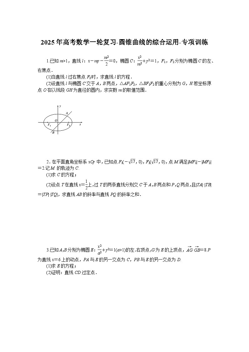 2025年高考数学一轮复习-圆锥曲线的综合运用-专项训练【含答案】第1页