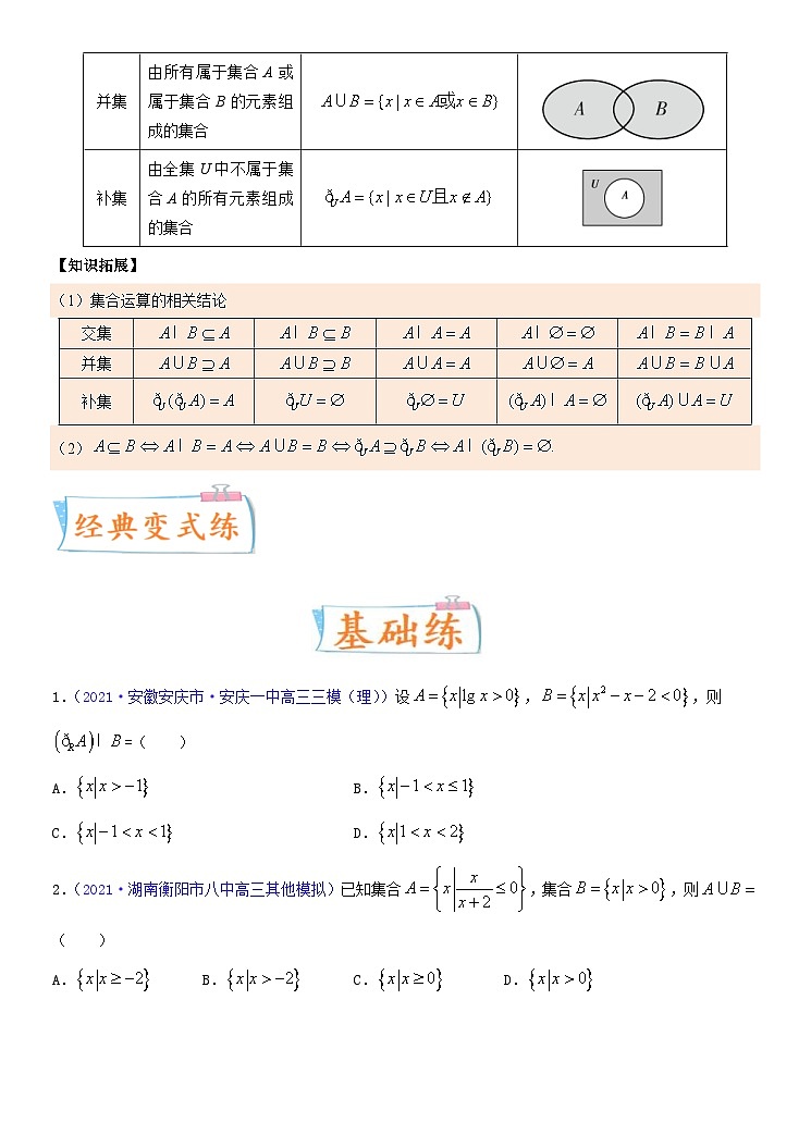 新高考数学一轮复习考点练习考点01 集合（含详解）02