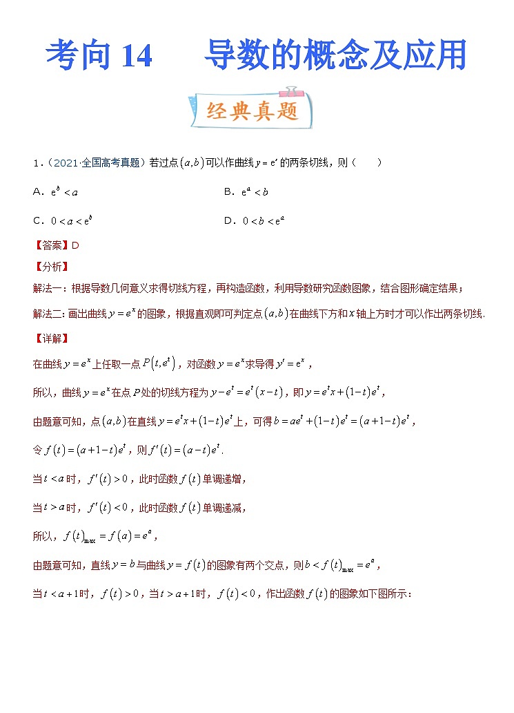 新高考数学一轮复习考点练习考点14 导数的概念及应用（含详解）01