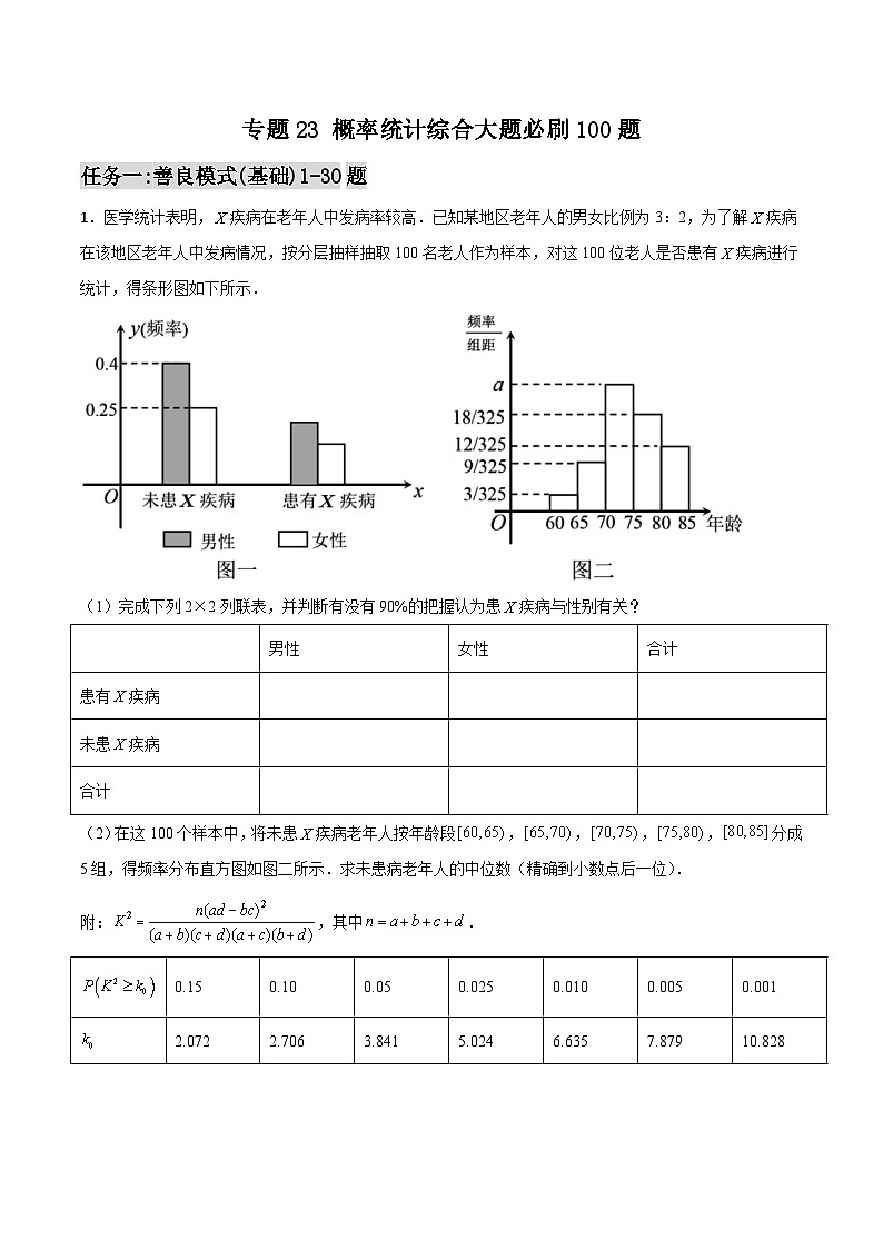 新高考数学一轮复习百题刷过关专题23 概率统计综合大题必刷100题(原卷版)第1页