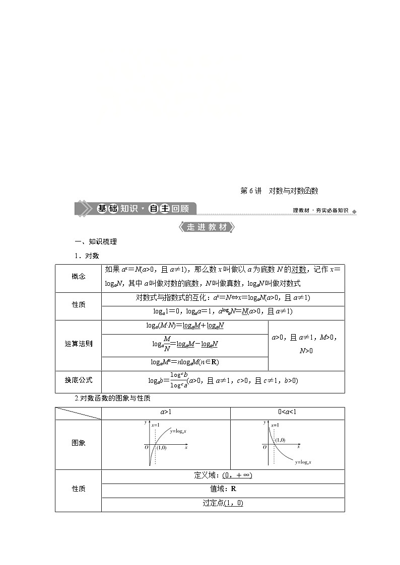 新高考数学一轮复习学案第3章第6讲 对数与对数函数（含解析）01