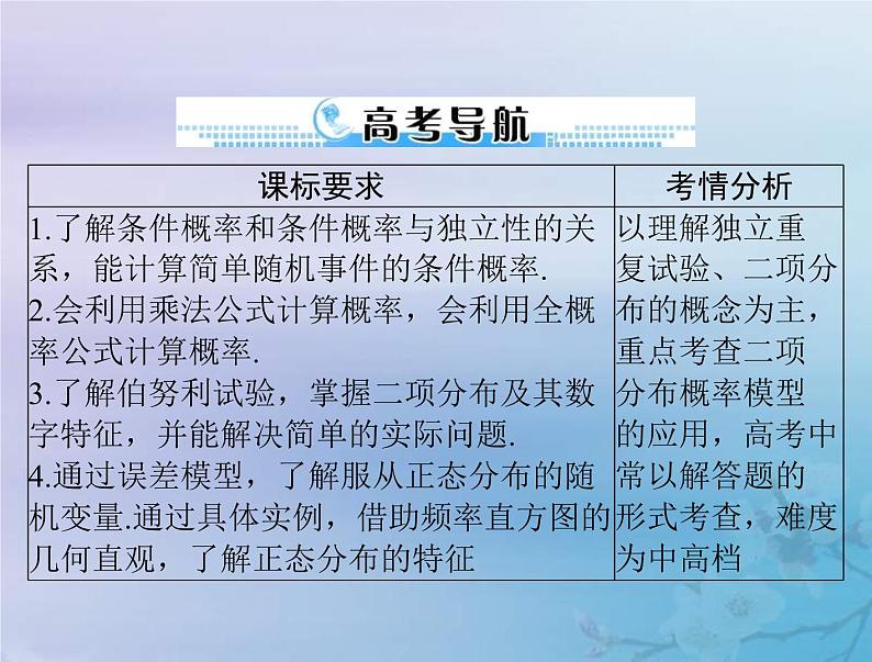新高考数学一轮复习课件第9章计数原理概率随机变量及其分布第5讲 条件概率二项分布与正态分布（含解析）02