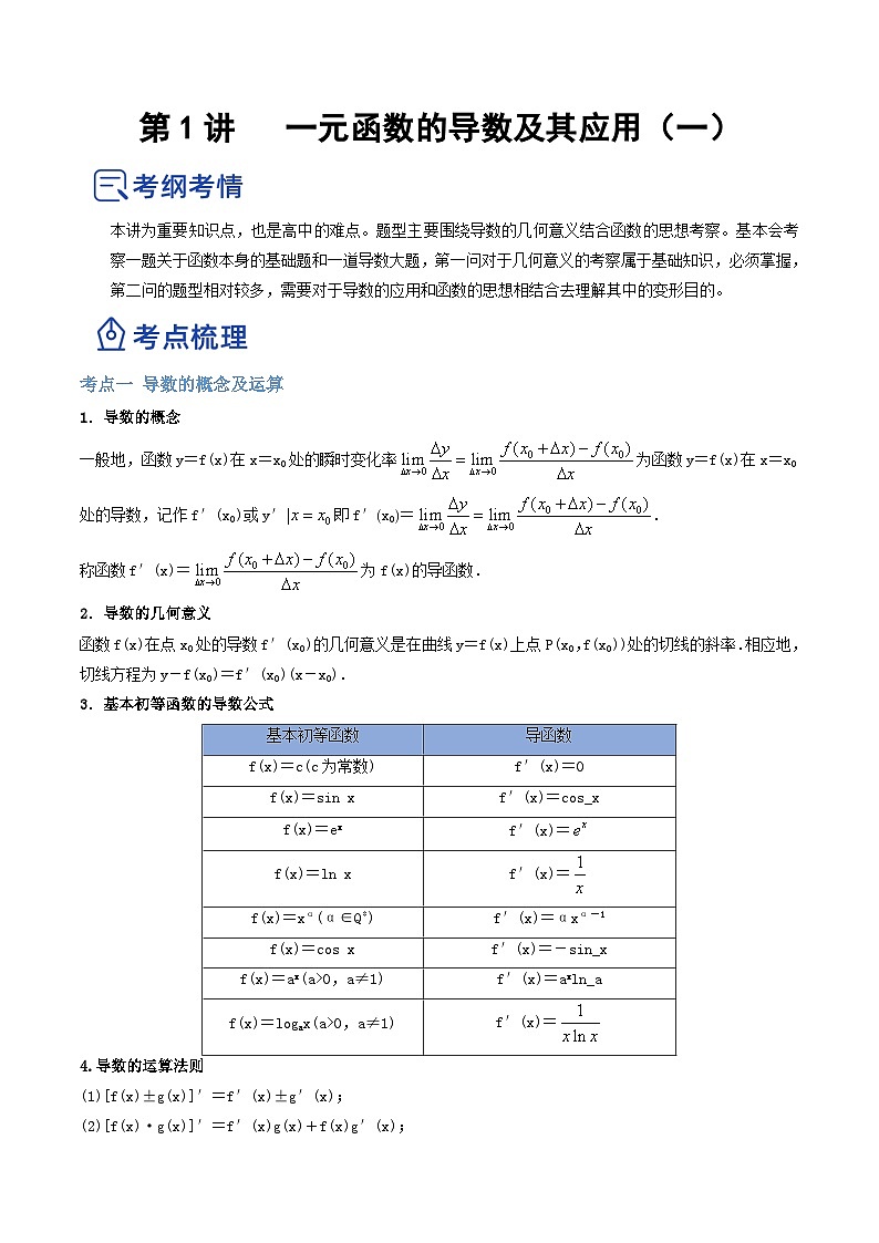 新高考数学一轮复习讲与练第07讲  一元函数的导数及其应用（讲）（2份打包，原卷版+解析版）01