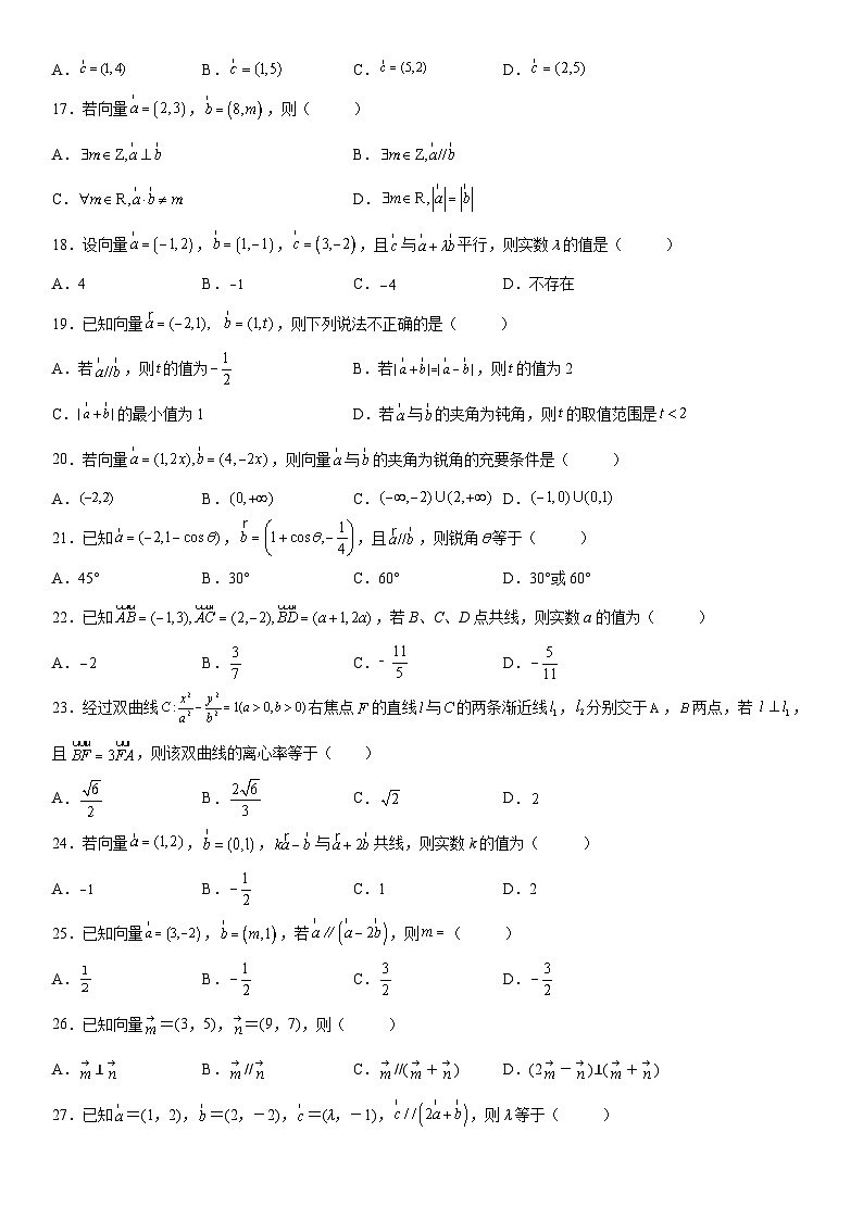 新高考数学一轮复习考点过关练习 共线向量的坐标表示及应用（含解析）第3页