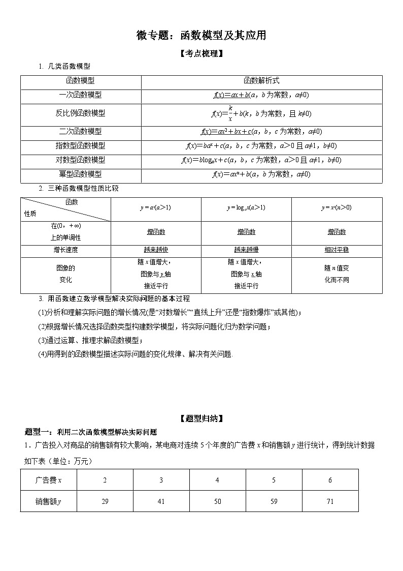 新高考数学一轮复习考点过关练习 函数模型及其应用（含解析）01