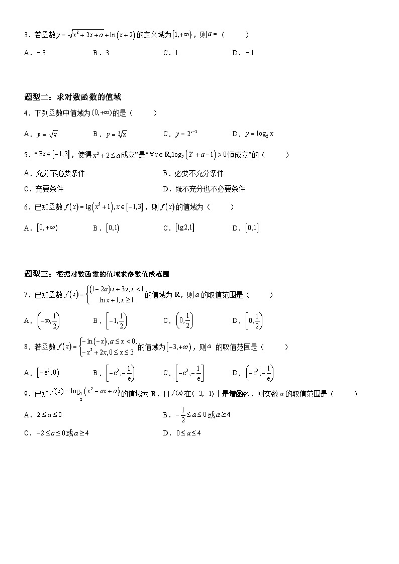 新高考数学一轮复习考点过关练习 对数函数的定义域 值域（含解析）第2页