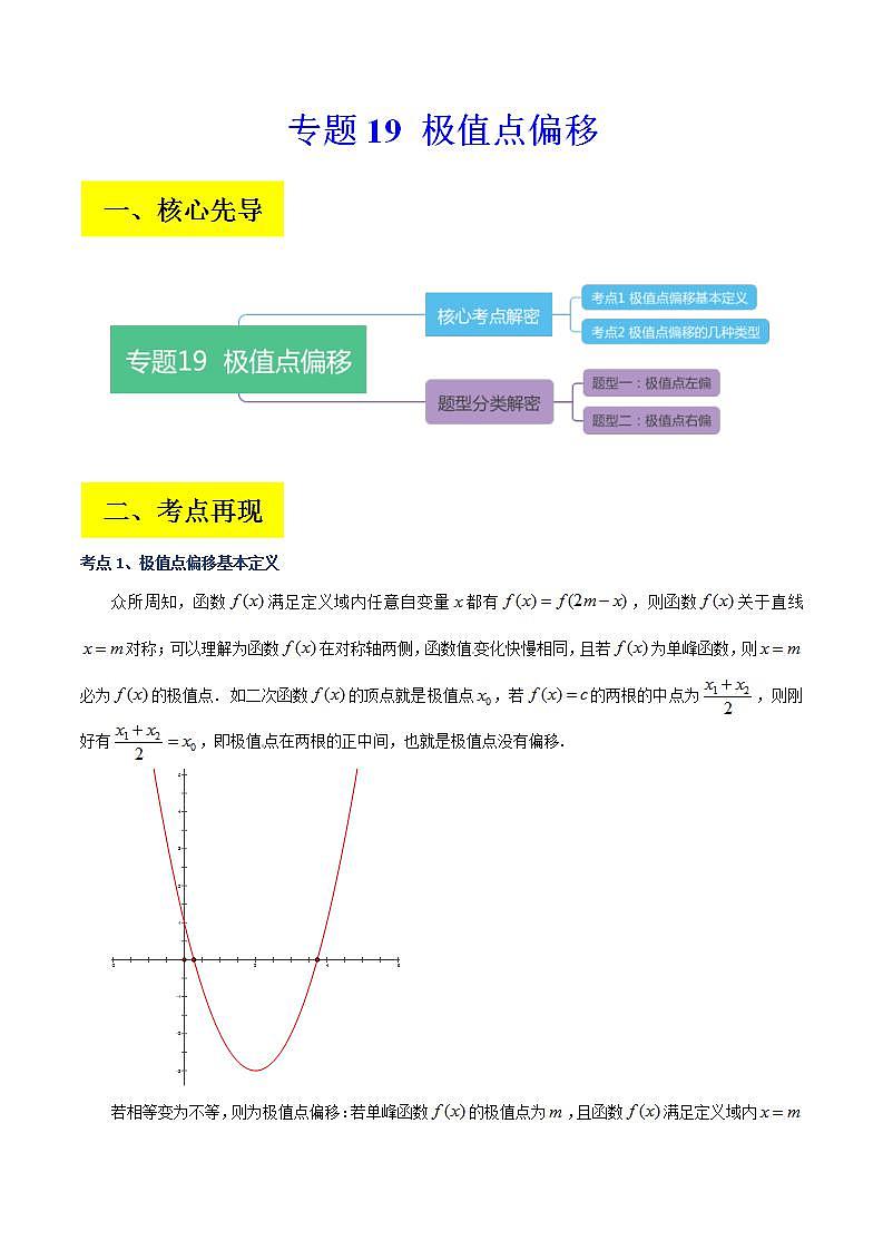 新高考数学二轮复习讲义+分层训练专题19 极值点偏移（2份打包，原卷版+解析版）01