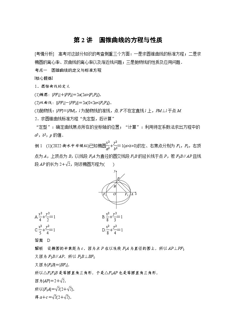 新高考数学二轮复习 专题突破 专题6 第2讲　圆锥曲线的方程与性质（含解析）第1页