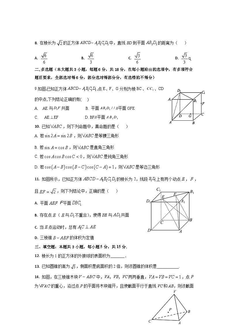 福建省平潭第一中学2023-2024学年高一下学期6月月考数学试题02