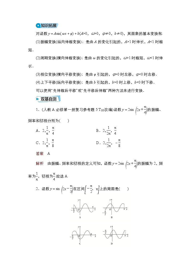 高考数学科学创新复习方案提升版第27讲函数y＝Asin（ωx＋φ）的图象及应用学案（Word版附解析）02