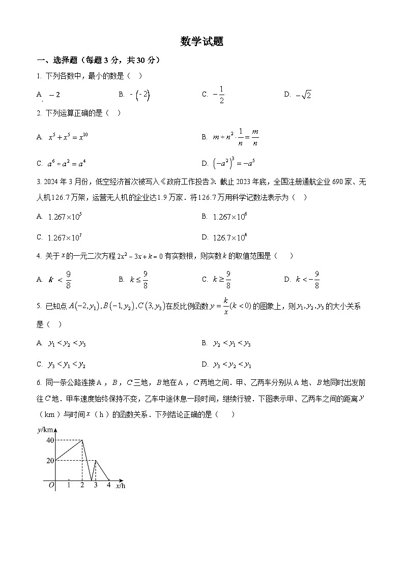 山东省菏泽市巨野县实验中学2024-2025学年高一上学期入学分班考数学试题（原卷版）第1页