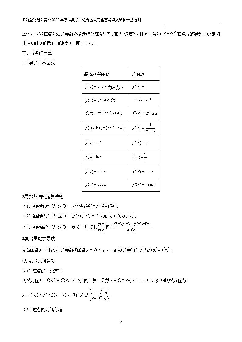 专题11 导数的概念、运算及几何意义9题型分类-备战2025年高考数学一轮专题复习全套考点突破和专题检测（解析版）02