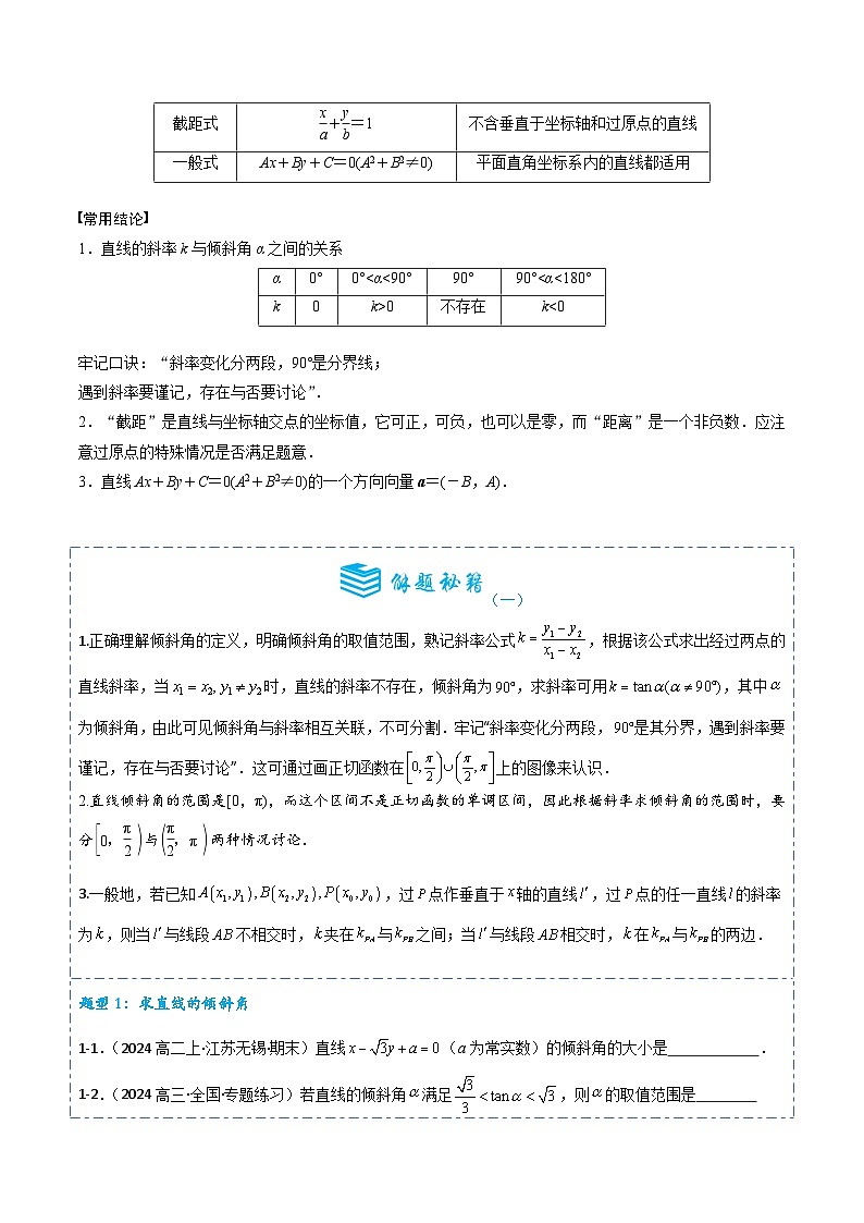 专题38 直线的方程8题型分类-备战2025年高考数学一轮专题复习全套考点突破和专题检测（原卷版）02