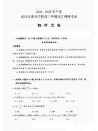 湖北省武汉市部分学校2024-2025学年高三上学期九月调研考试数学试卷