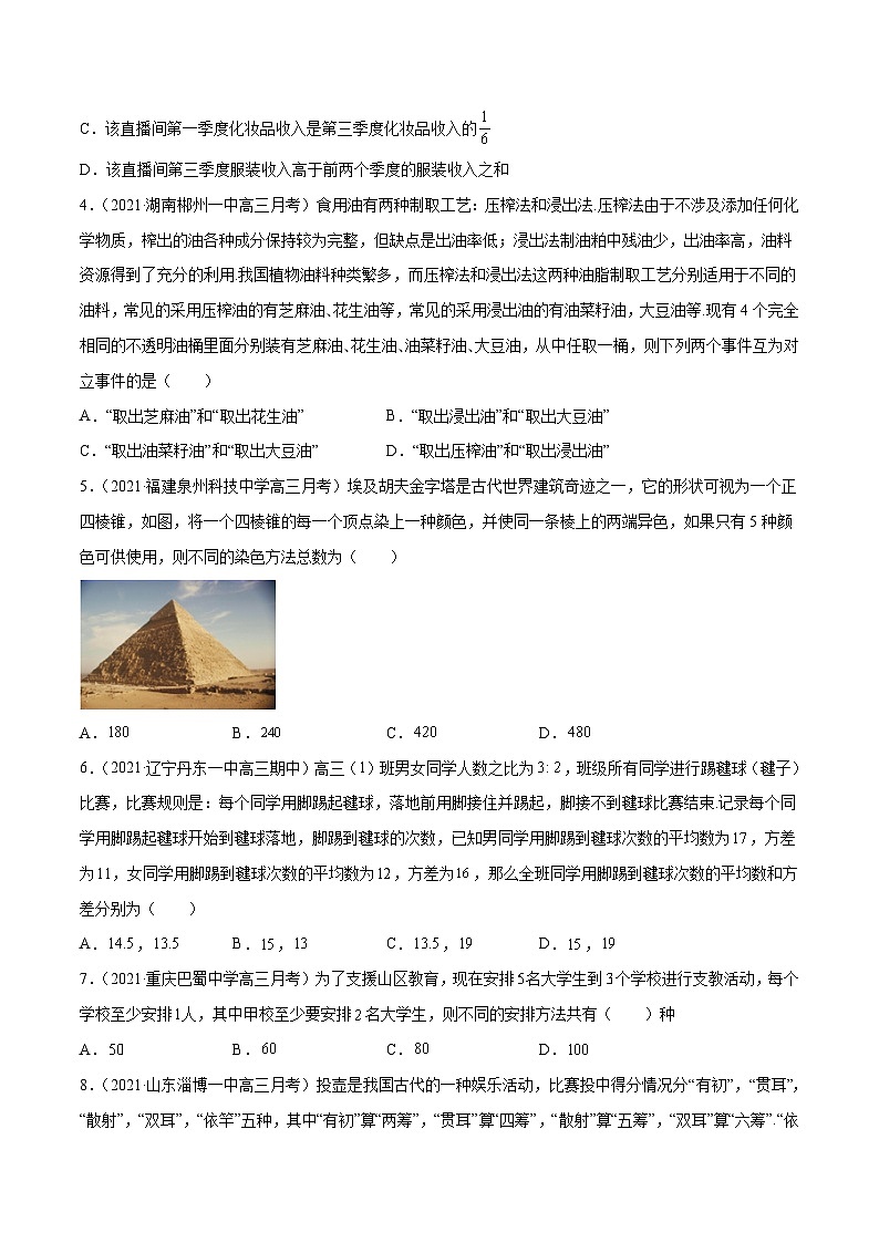 2022年新高考数学模拟题分项汇编(第四期)专题10计数原理与概率统计(原卷版+解析)02