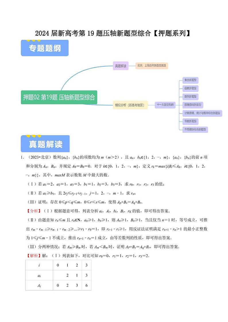 2024届新高考压轴新题型综合（解析版）第1页