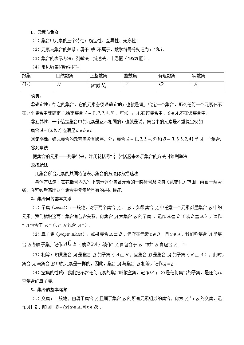 高考数学一轮复习讲练测(新教材新高考)第01讲集合(讲义)(原卷版+解析)第3页
