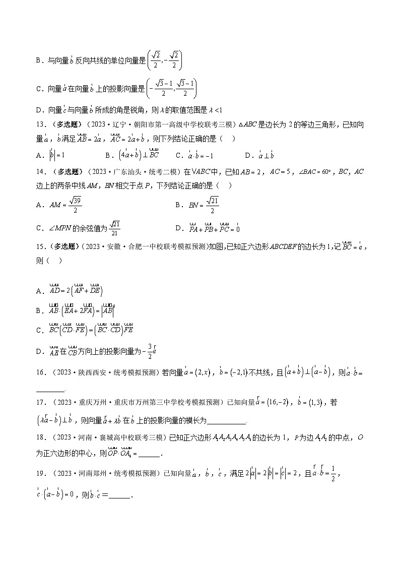 高考数学一轮复习讲练测(新教材新高考)第02讲平面向量的数量积及其应用(练习)(原卷版+解析)03