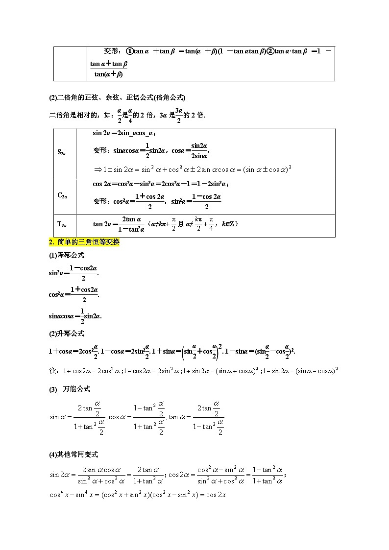 高考数学一轮题型归纳与解题策略考点21三角恒等变换4种常见考法归类(原卷版+解析)第2页