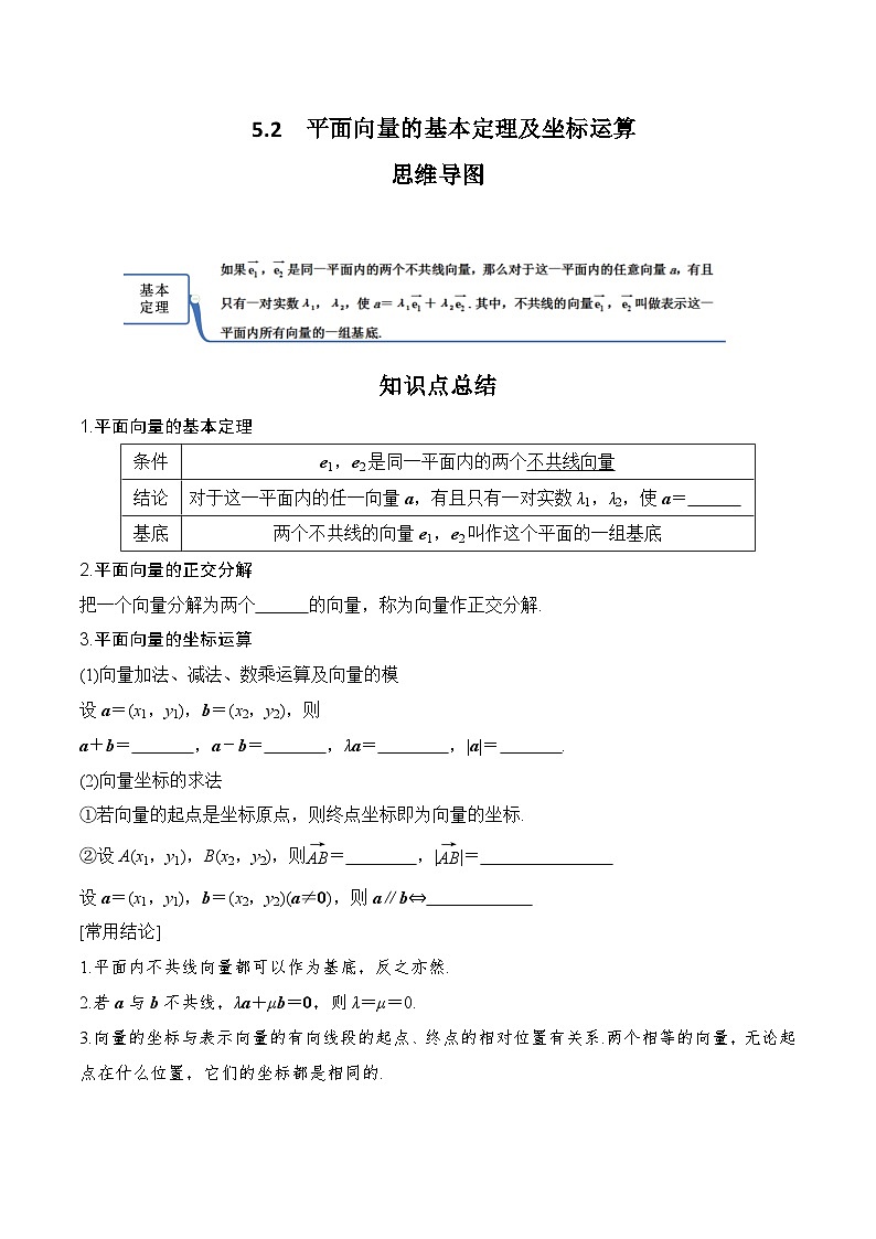 高考数学一轮复习《考点•题型•技巧》精讲与精练高分突破专题5.2平面向量的基本定理及坐标运算(原卷版+解析)第1页