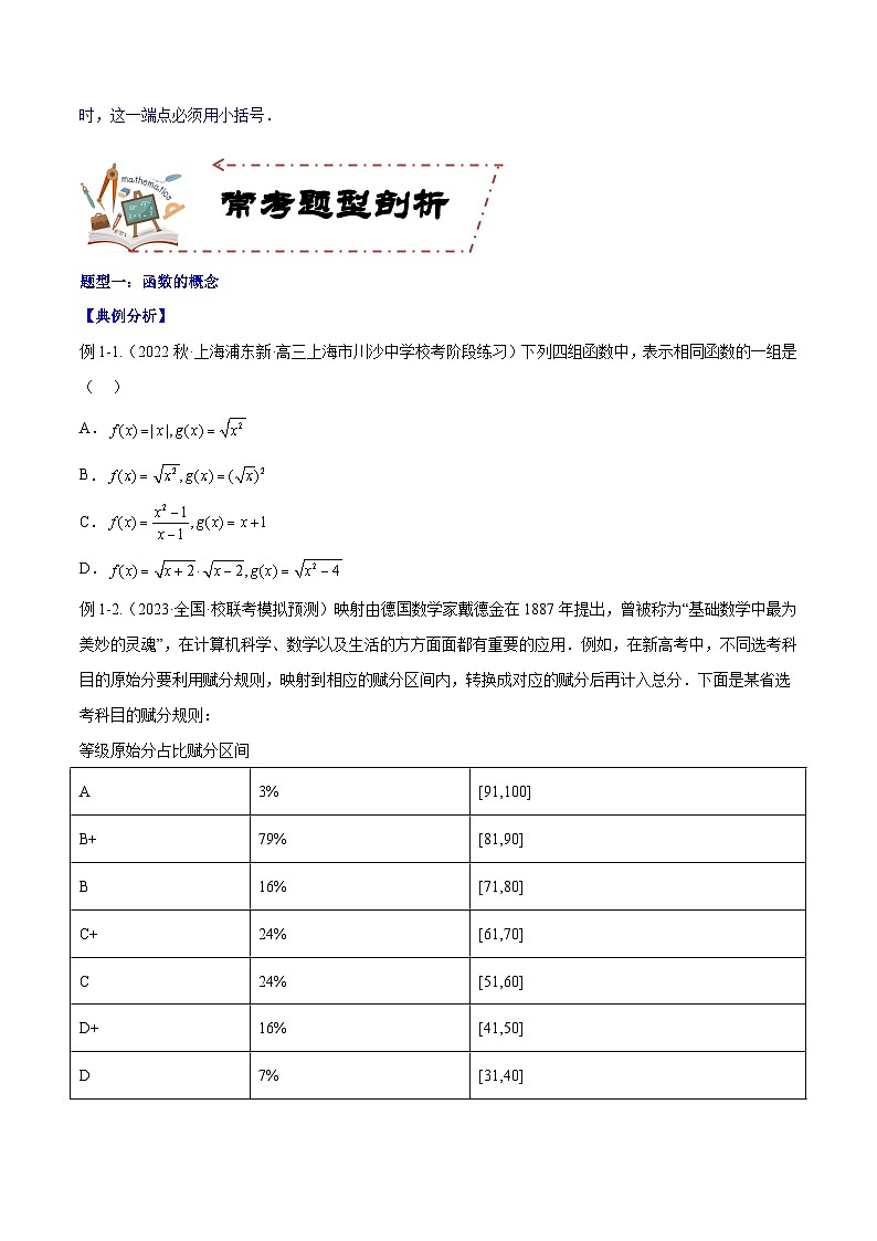 高考数学大一轮复习核心考点精讲精练(新高考专用)专题3.1函数的概念及其表示【原卷版+解析】03