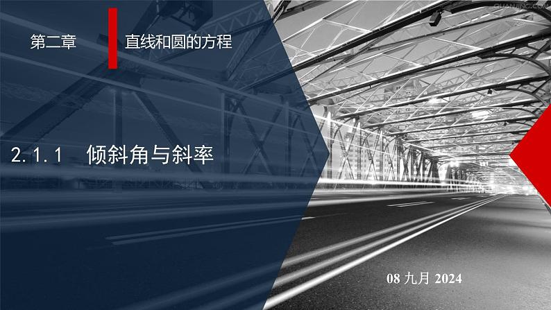 高二上学期数学人教A版（2019）选择性必修第一册2.1.1  倾斜角与斜率 课件01