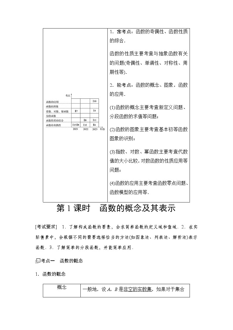 高三数学一轮复习第二章函数第一课时函数的概念及其表示学案02