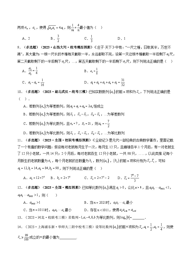 高考数学一轮复习讲练测(新教材新高考)第03讲等比数列及其前n项和(练习)(原卷版+解析)02