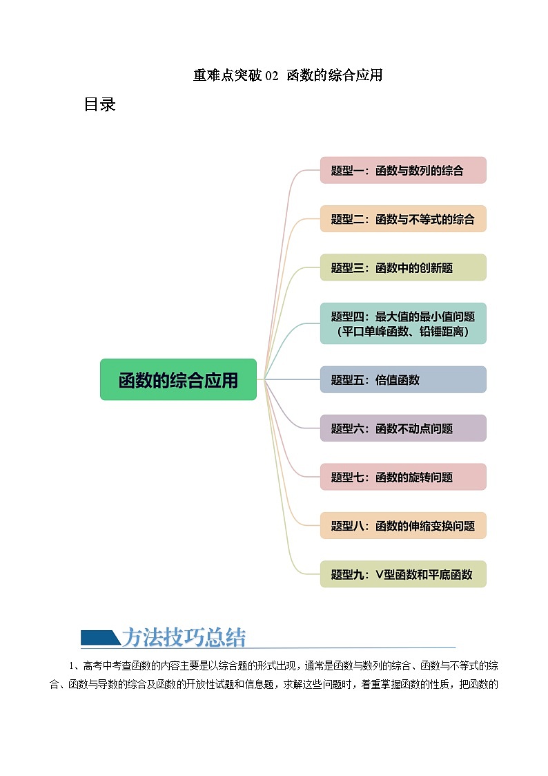 高考数学一轮复习讲练测(新教材新高考)重难点突破02函数的综合应用(原卷版+解析)01