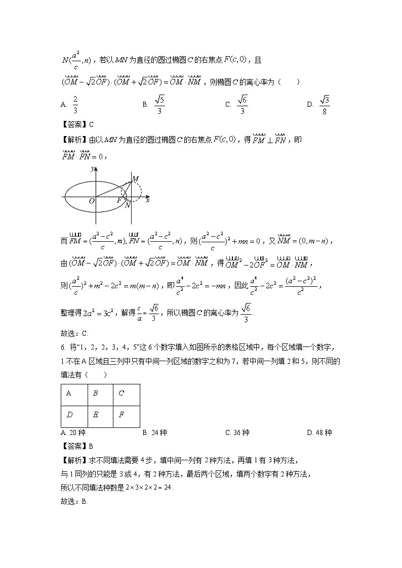 [数学]海南省2024届高三下学期高考全真模拟卷试题(七)(解析版)第3页