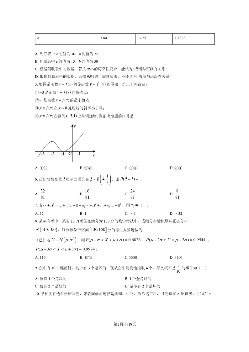 [数学]2020北京五中高二下学期5月月考试卷及答案第2页