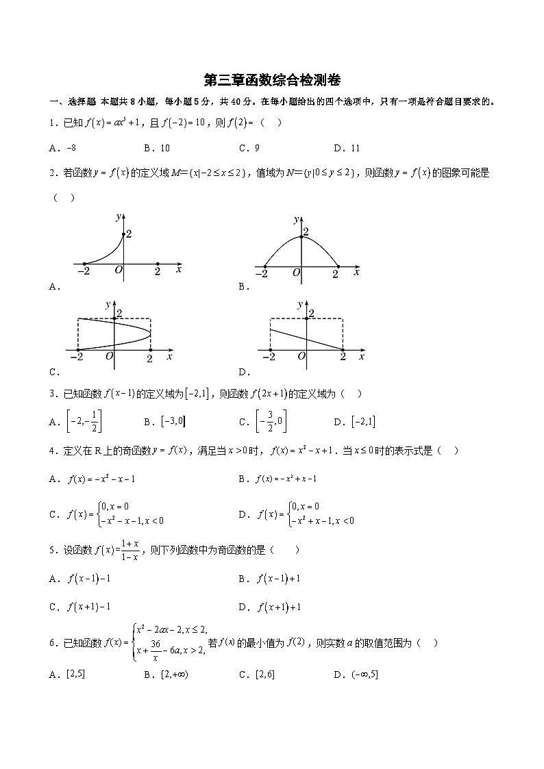 高二数学考点讲解练(人教A版2019选择性必修第一册)第三章函数综合检测卷(原卷版+解析)第1页