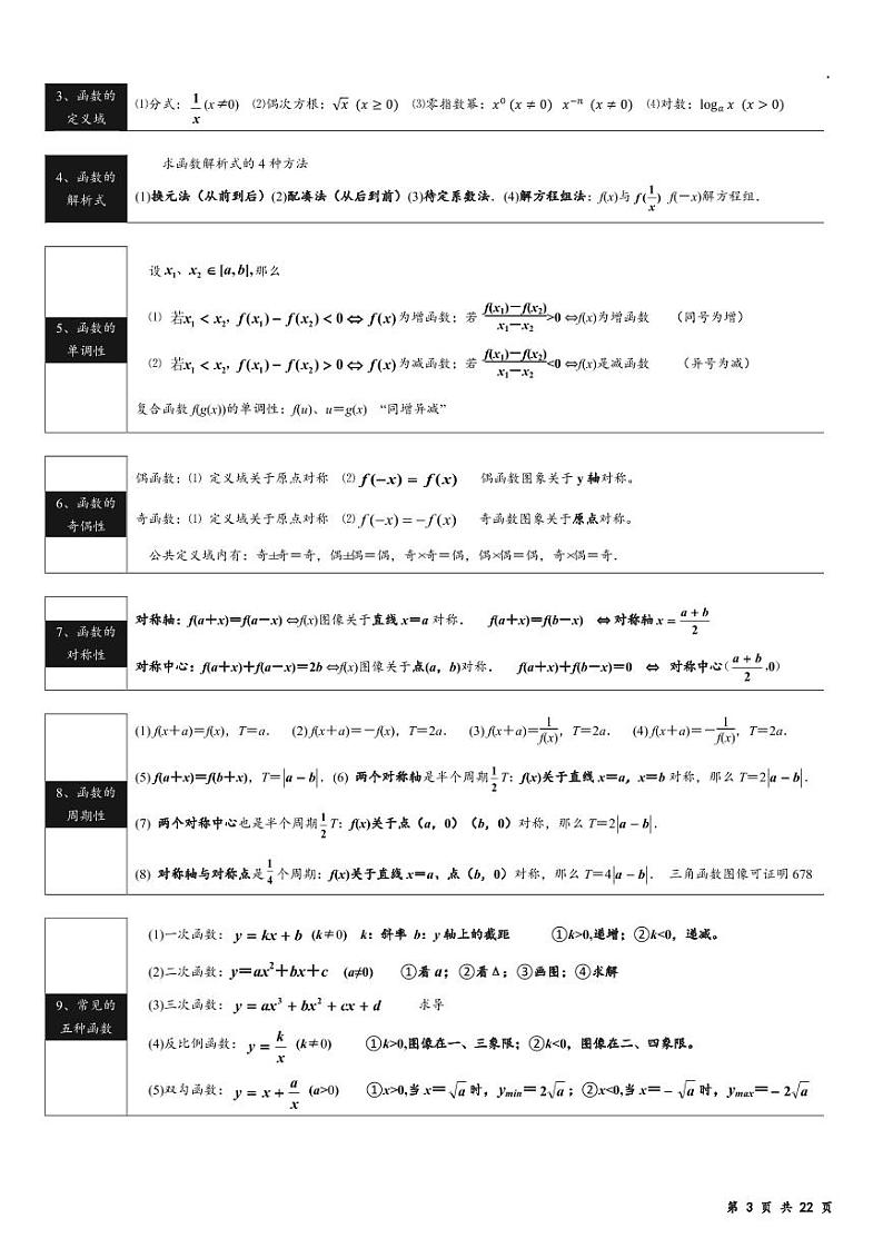 回归课本高中数学公式 简洁版学案-高考数学专题第3页