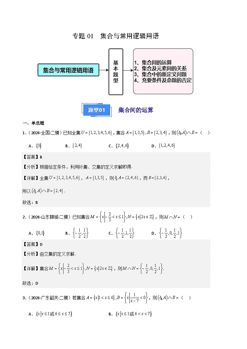 专题01  集合与常用逻辑用语（解析版）第1页