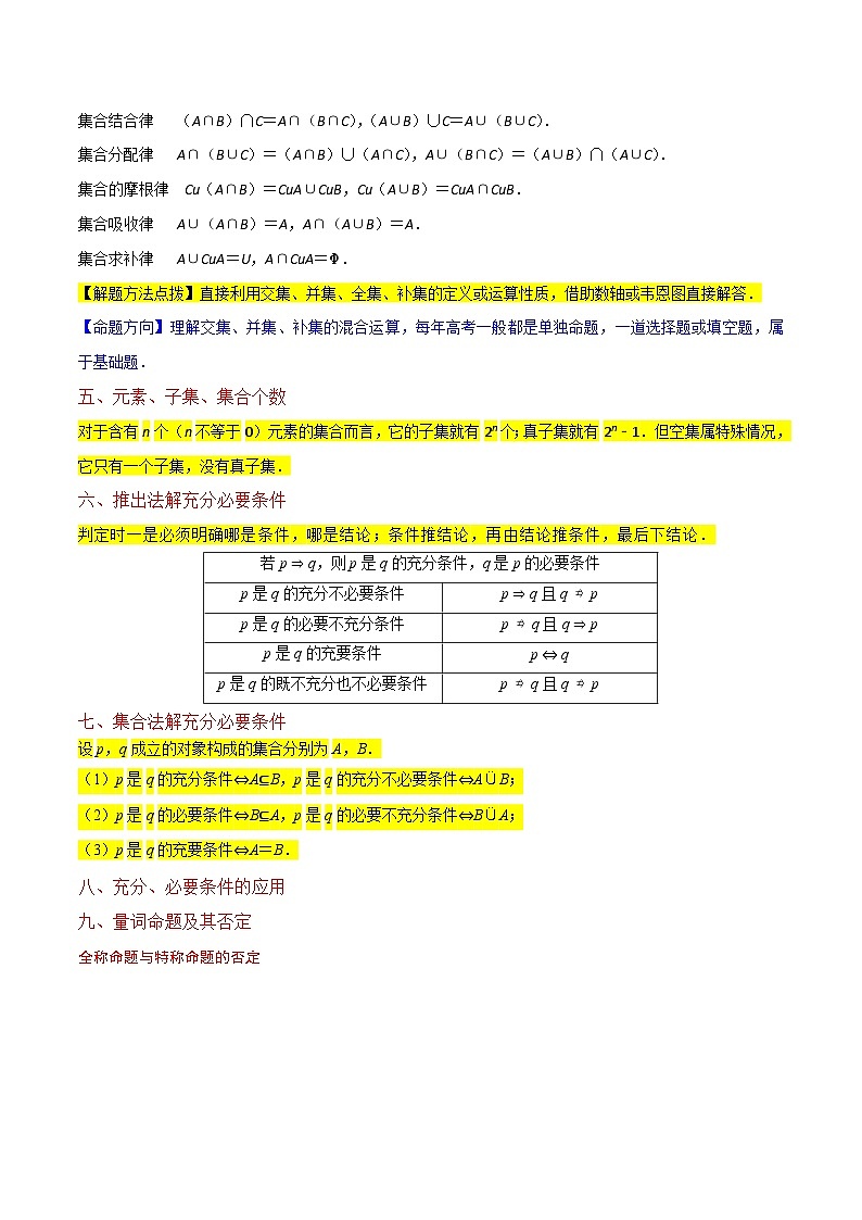 高考数学复习全程规划(新高考地区专用)重难点01集合与常用逻辑用语(9种解题模型)专项练习(原卷版+解析)第3页