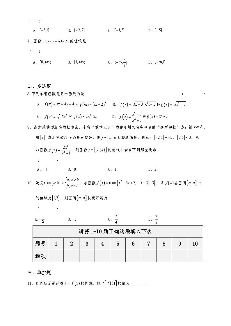 高一数学同步课堂《初阶•中阶•高阶》三阶题型专练(人教A版必修第一册)3.1.1函数的概念(初阶)原卷版+解析第2页