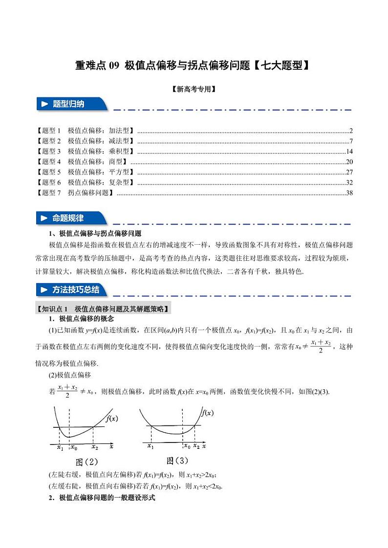 高考数学练习重难点09 极值点偏移与拐点偏移问题【七大题型】（解析版）01