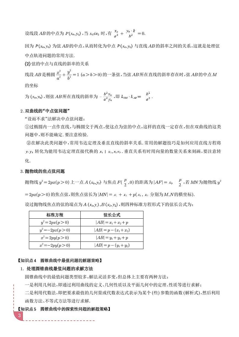 直线与圆锥曲线的位置关系【七大题型】（学生版）第3页