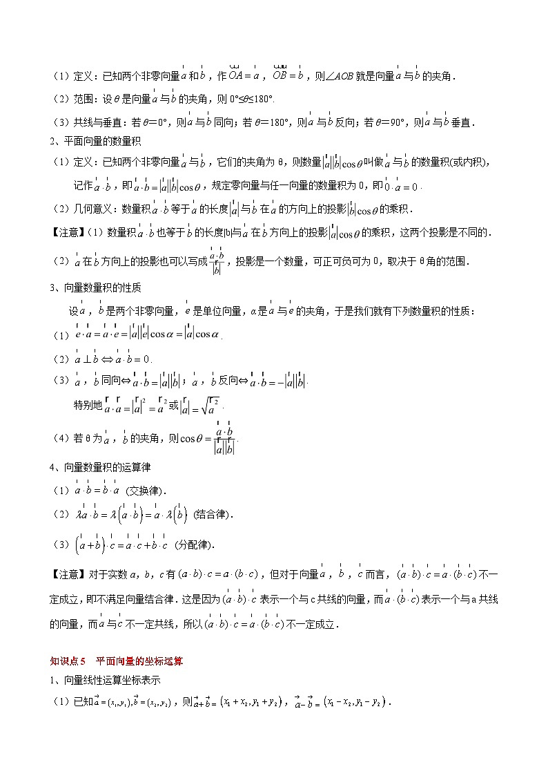 2025届高考数学一轮知识清单专题09 平面向量及其应用（5知识点+4重难点+8方法技巧+6易错易混）（解析版）第3页
