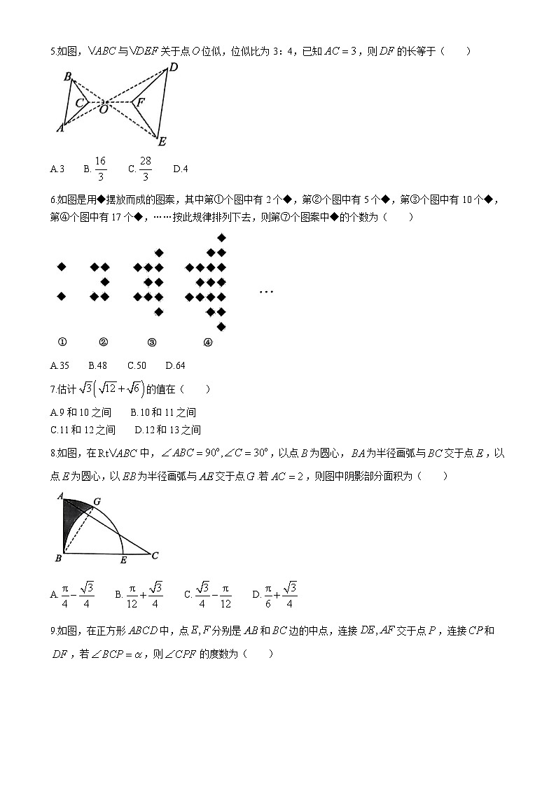 重庆市西北狼教育联盟2024-2025学年高一上学期开学学业调研数学试题(无答案)第2页