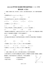 2024-2025学年四川省成都市简阳实验学校（成都石室阳安学校）高三（上）月考数学试卷（9月份）（含答案）