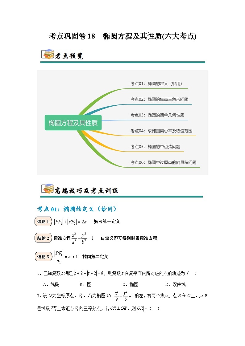 考点巩固卷18 椭圆方程及其性质(六大考点)（原卷版）第1页