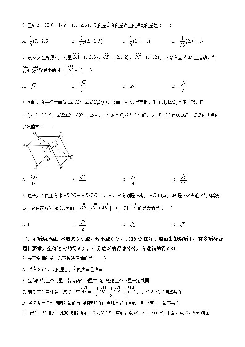 安徽省合肥市第一中学滨湖校区2024-2025学年高二上学期素质拓展训练（一）数学试卷（Word版附解析）02