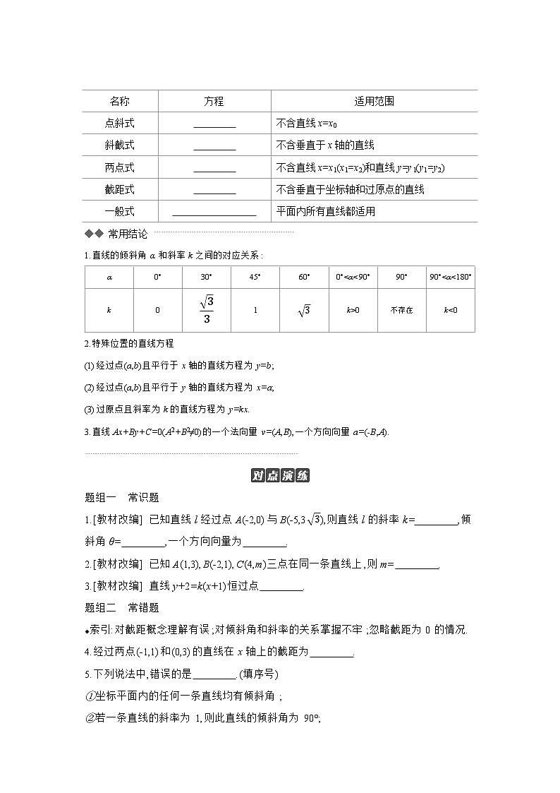 01 第47讲　直线的倾斜角与斜率、直线的方程 【正文】听课 高考数学二轮复习练习第2页
