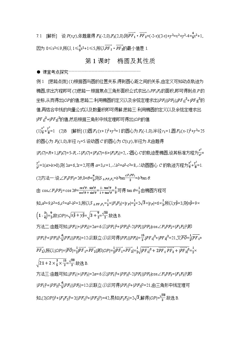 05 第51讲　椭圆 01 第1课时　椭圆及其性质 【答案】听课 高考数学二轮复习练习02