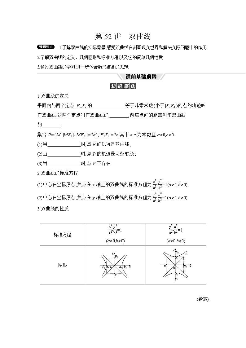 06 第52讲　双曲线 【正文】听课 高考数学二轮复习练习第1页
