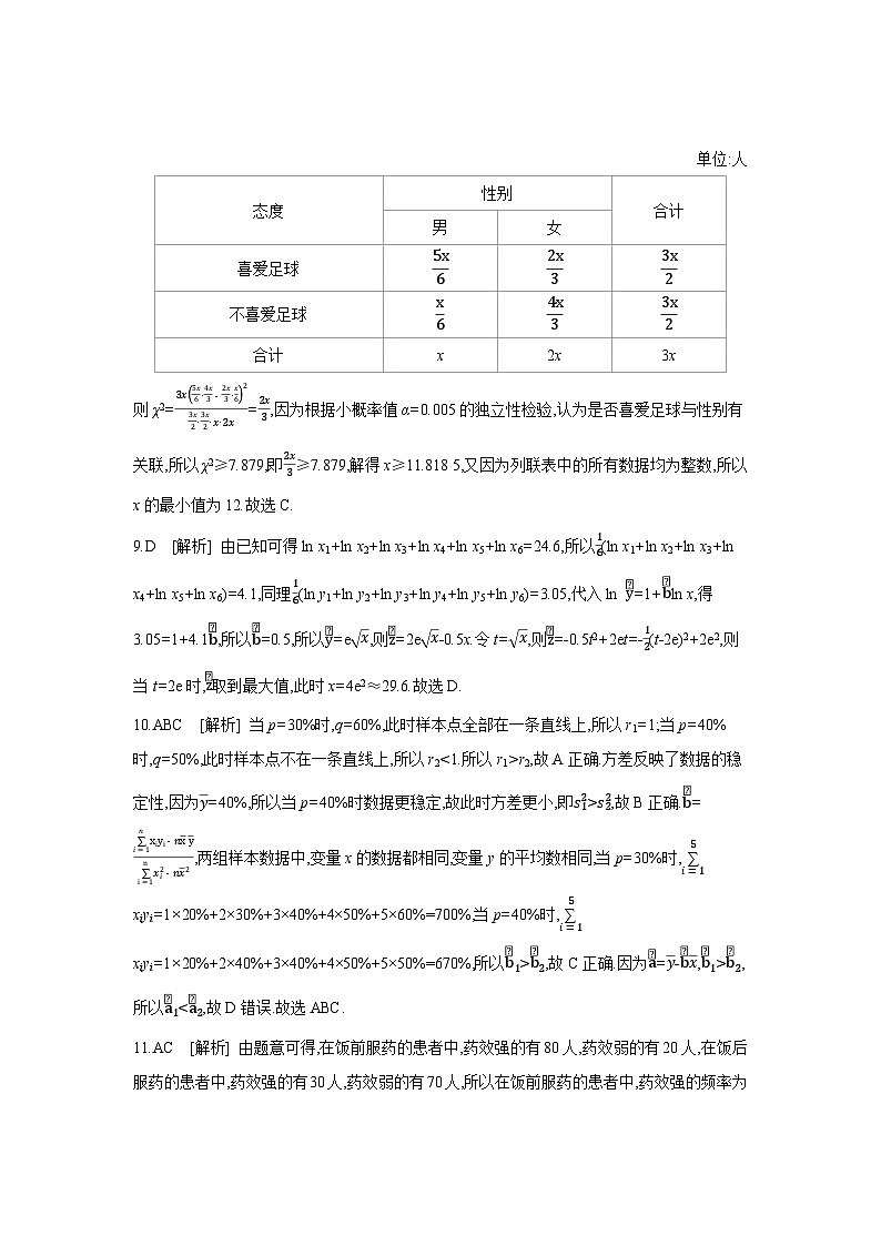 03 第57讲　成对数据的统计分析 【答案】作业 高考数学二轮复习练习第2页