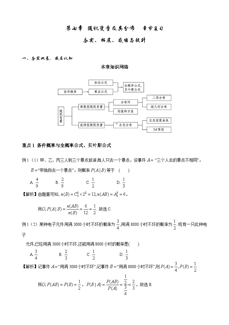 高二下学期数学人教A版（2019）选择性必修第三册第七章  随机变量及其分布 讲义第1页