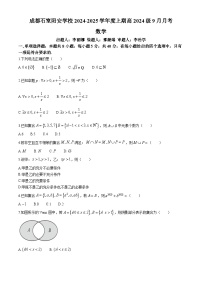 四川省成都市石室阳安学校2024-2025学年高一上学期9月月考数学试题