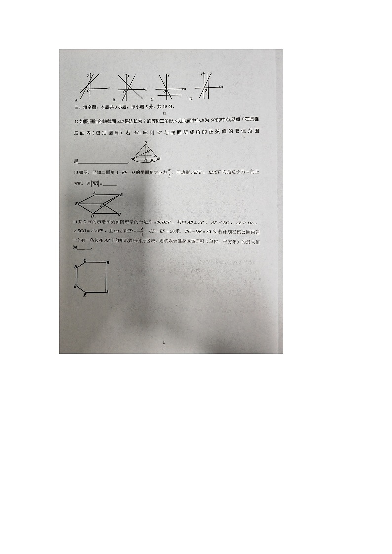 山西省晋中市平遥县部分高中学校2024-2025学年高二上学期9月月考数学试题第3页